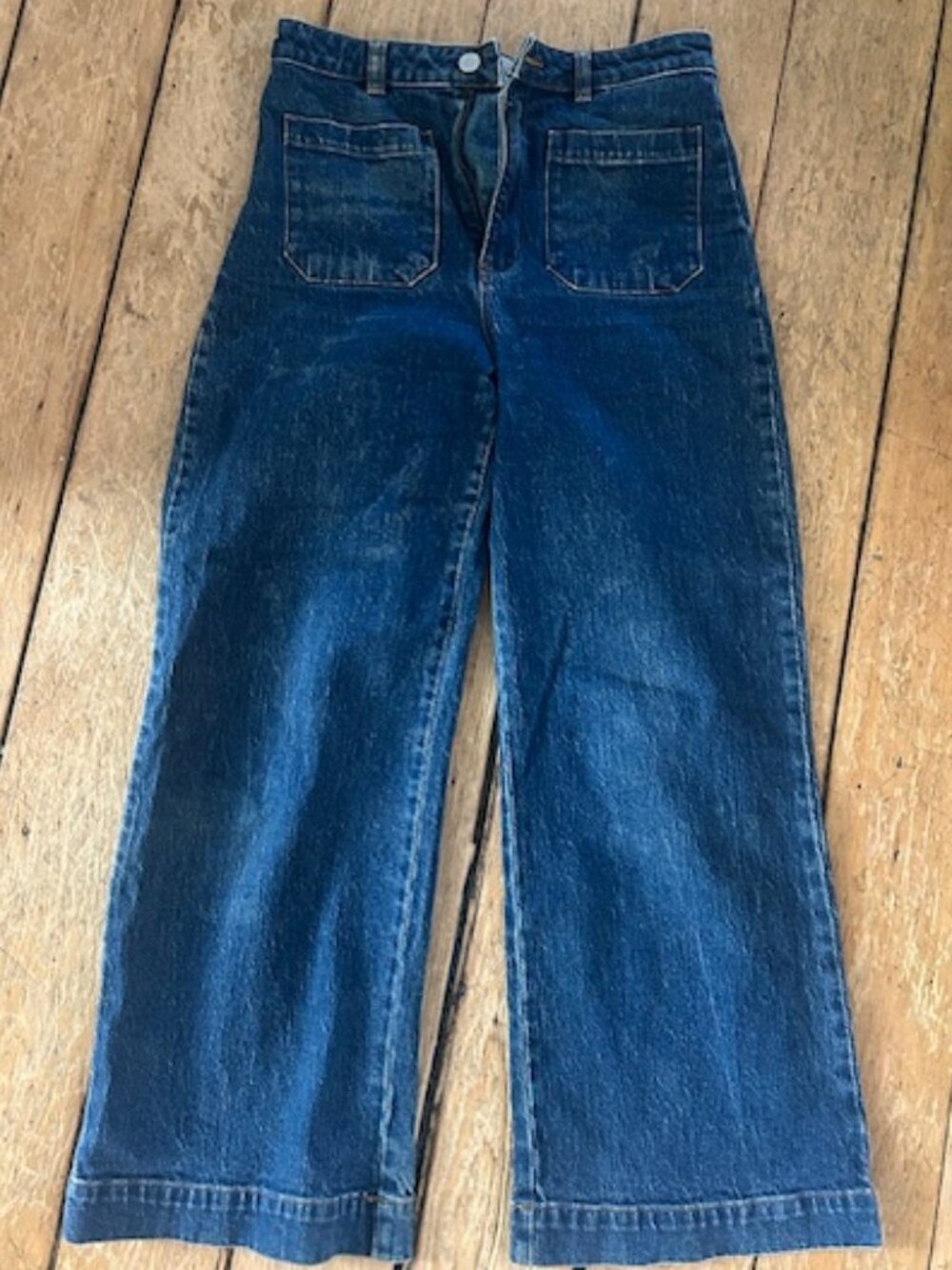 ROLLA'S High Rise Wide Leg Jeans - Dark Blue